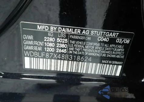 2008 Mercedes-Benz E350 4M Awd z USA, uszkodzony, nr VIN WDBUF87X48B318624